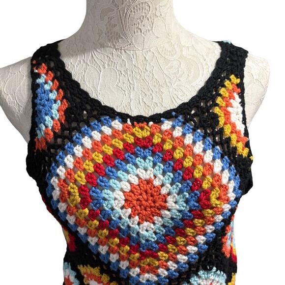 Crochet rainbow Rave Boho festival top Medium - Picture 1 of 5